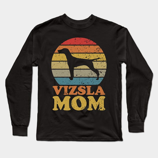 Retro Sunset Vizsla Dog Mom Long Sleeve T-Shirt by AmazingDesigns